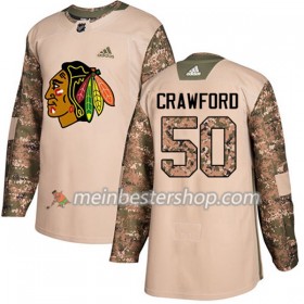 Chicago Blackhawks Corey Crawford 50 Adidas 2017-2018 Camo Veterans Day Practice Trikot Authentic - Herren